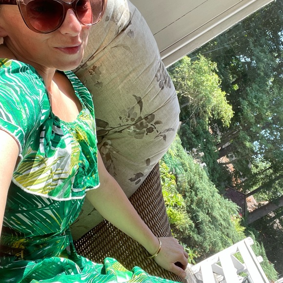 Tropical Green Off-Shoulder Maxi Dress - Picture 8 of 12